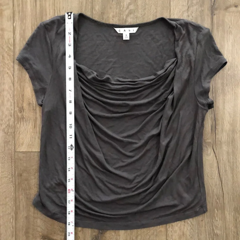 Worn once - CAbi Gray Ruched Short Sleeve Blouse